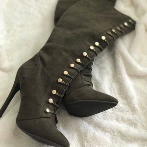 Tall front button boots